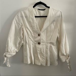 Zara Cotton Linen Blend Blouse